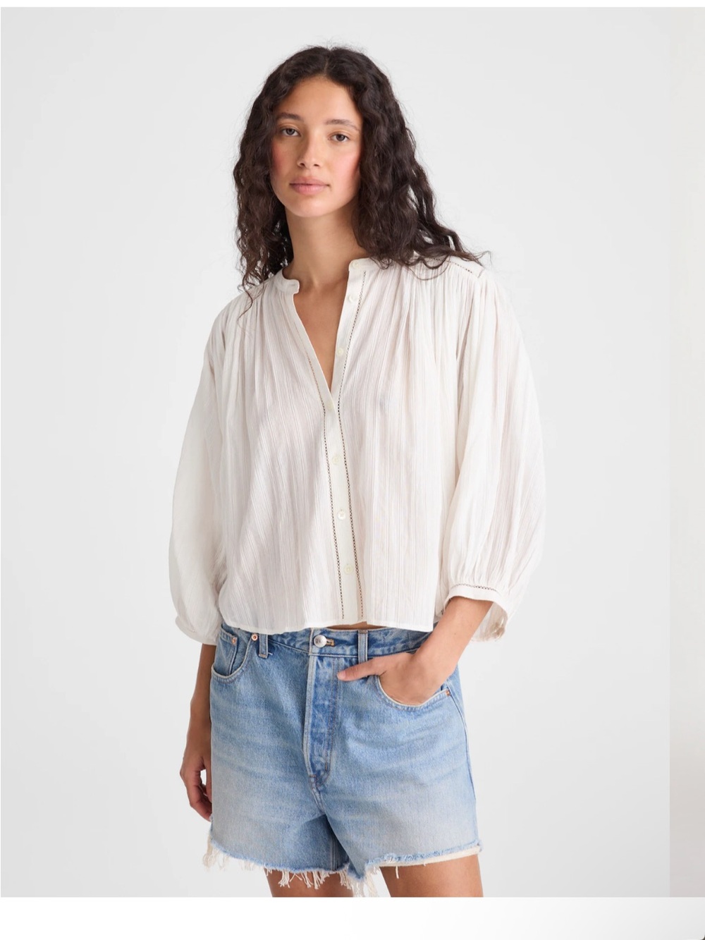 NWT Madewell Shirred Button-Up Blouse